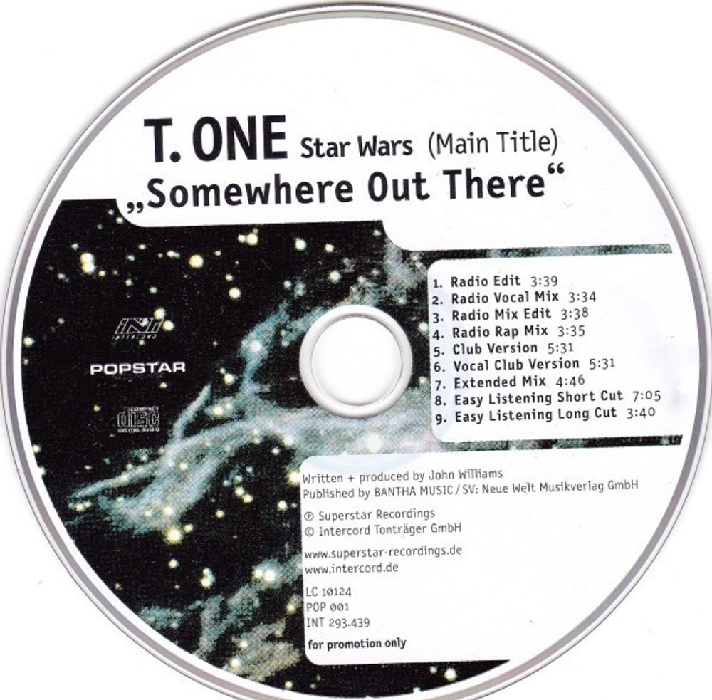 CD: T.One — «Somewhere Out There / Star Wars (Main Title)» (1999)