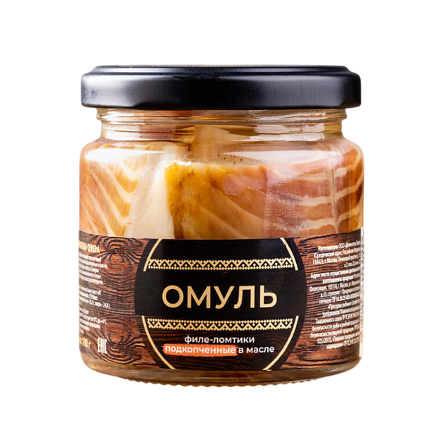 Омуль филе-ломтики подкопченные в масле, 190 г