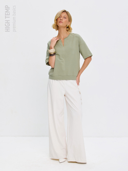 Плотная футболка из футера 2-нитки с V-вырезом HIGH TEMP