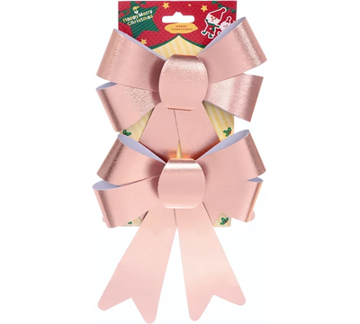 Бант на ёлку "Сказочные блики" (набор 2 шт), Розовое золото (Серпантин)