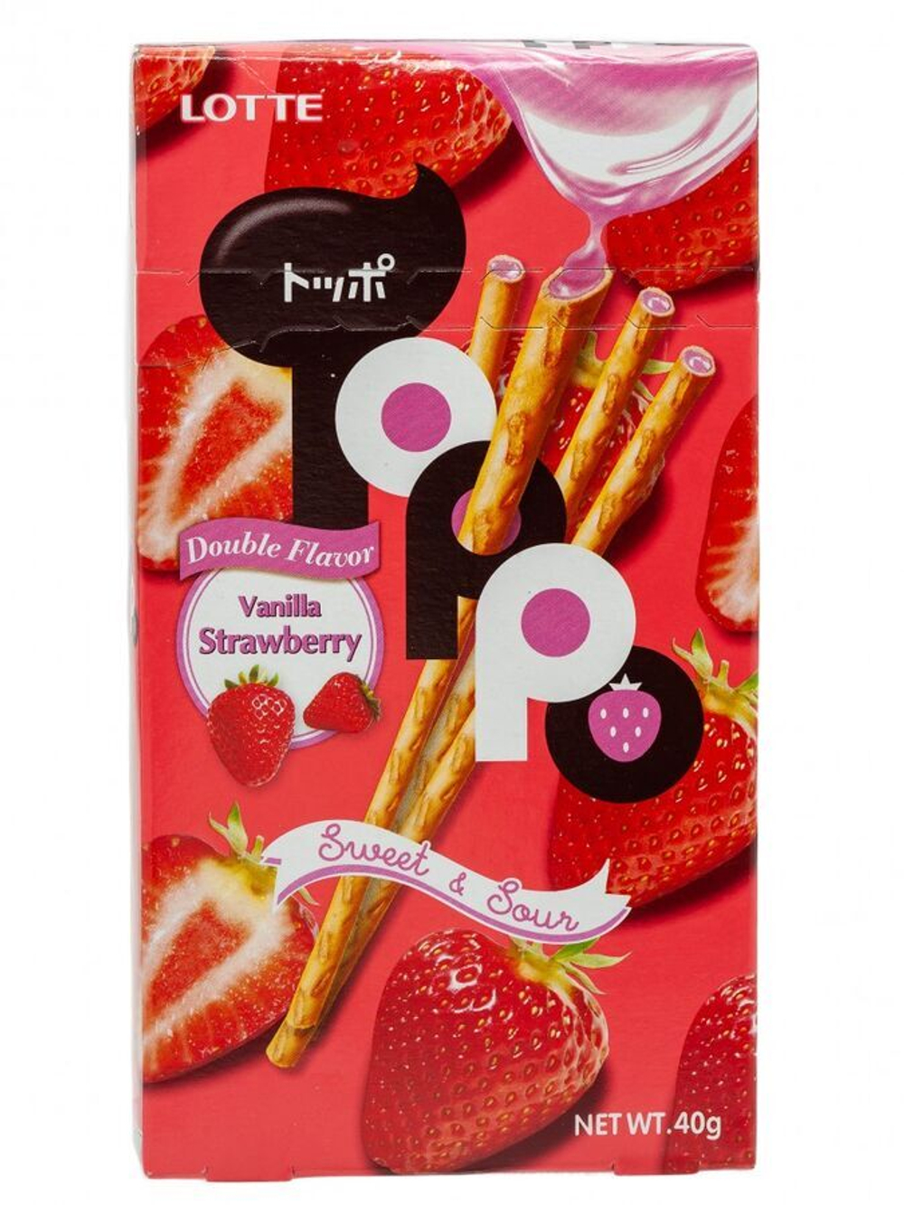Палочки бисквитные "ТОППО" с клубничной начинкой, Thai Lotte, 40 гр