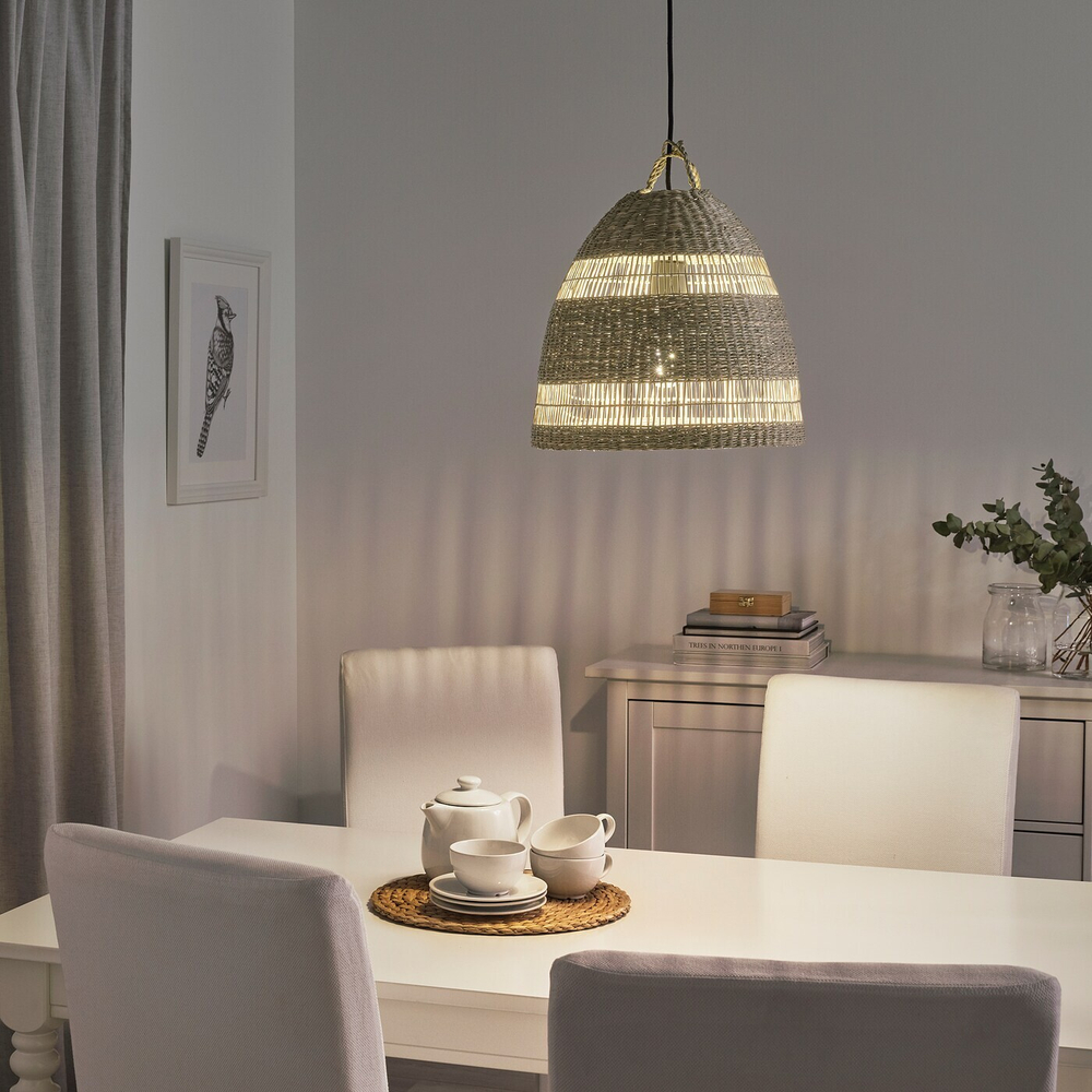 IKEA TORARED  (ИКЕА ТОРАРЕД)  -  Абажур для подвесной лампы, осока/ручная работа, 36 см