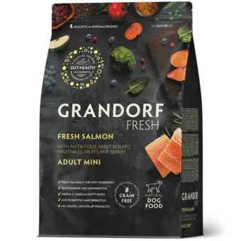 Сухой корм GRANDORF FRESH DOG Salmon MINI лосось с бататом для собак мелких пород, для здоровья кожи и шерсти или склонных к аллергии 1кг