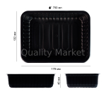 Одноразовый контейнер пластиковый 750 мл черный 179*132*46 мм ПП