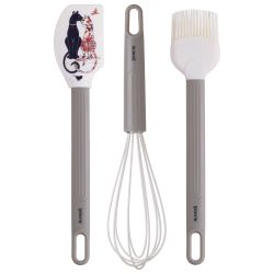 НАБОР: ВЕНЧИК, ЛОПАТКА, КИСТОЧКА AGNESS, 3 ПРЕДМЕТА, СЕРИЯ "ПАРИЖСКИЕ КОТЫ"