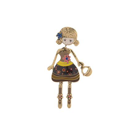 Брошь Shadore Девочка с сумочкой XZ0223.15 BR/G