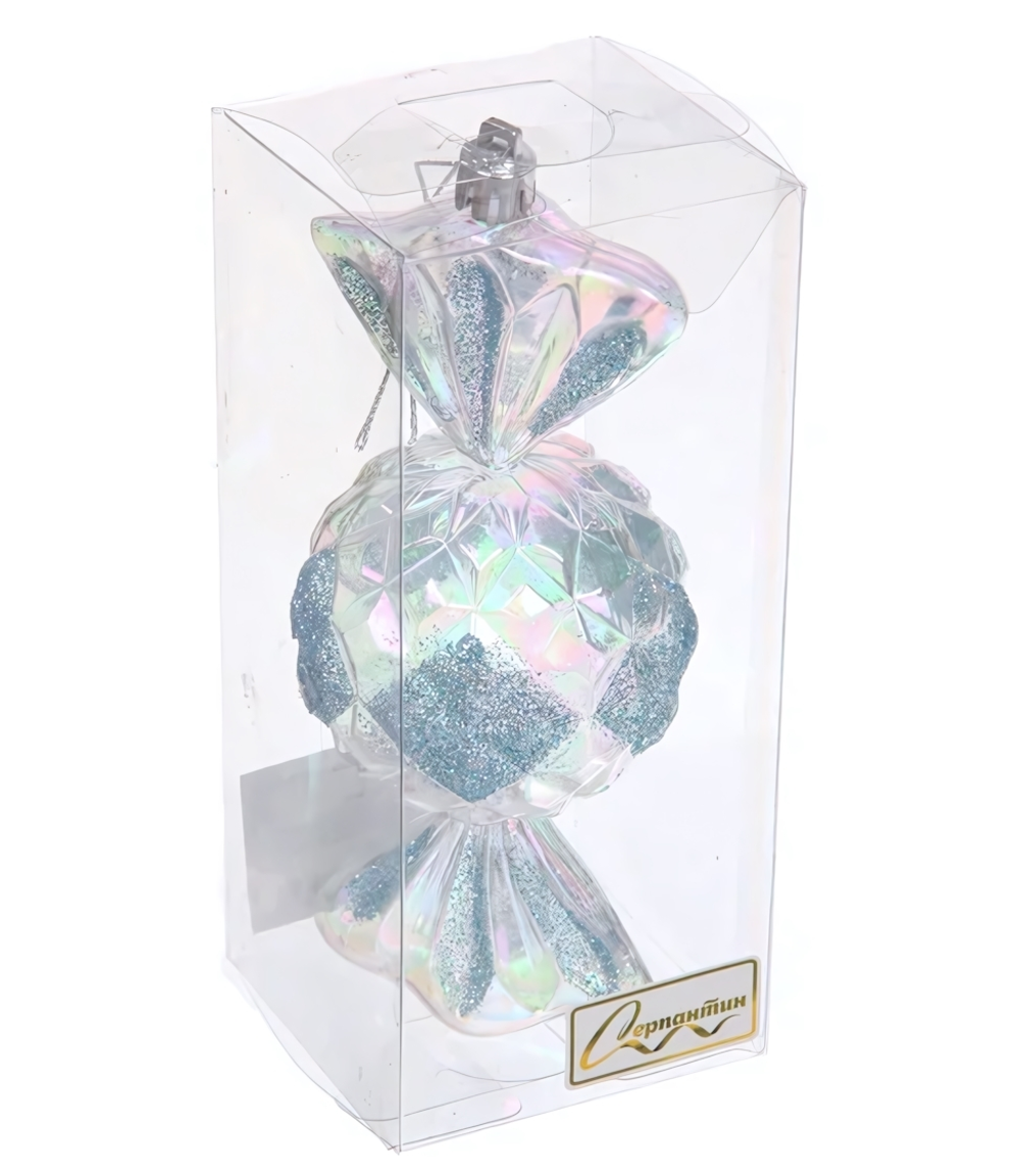 Елочная игрушка "Сладкая конфетка" 6,3*6,3*15 см, Голубой (Серпантин)