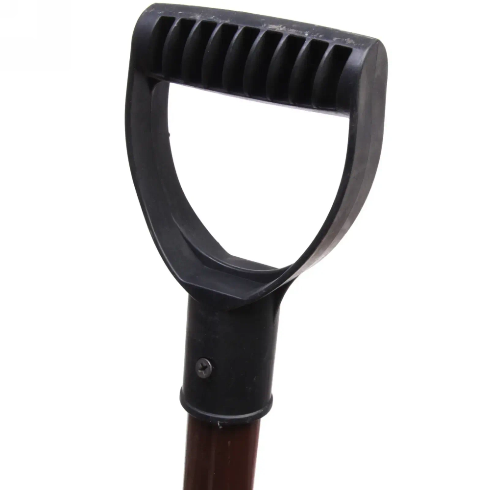 Лопата снеговая пластиковая 380*365мм, цветная, с оцин.планкой, с металл. крашеным.черенком и V-ручкой d=32