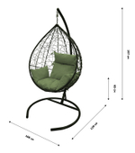 Кресло подвесное Garden Story Сфера (стойка+основание.кор.,корзн.кор.,подуш.зелен. 3уп.(М))