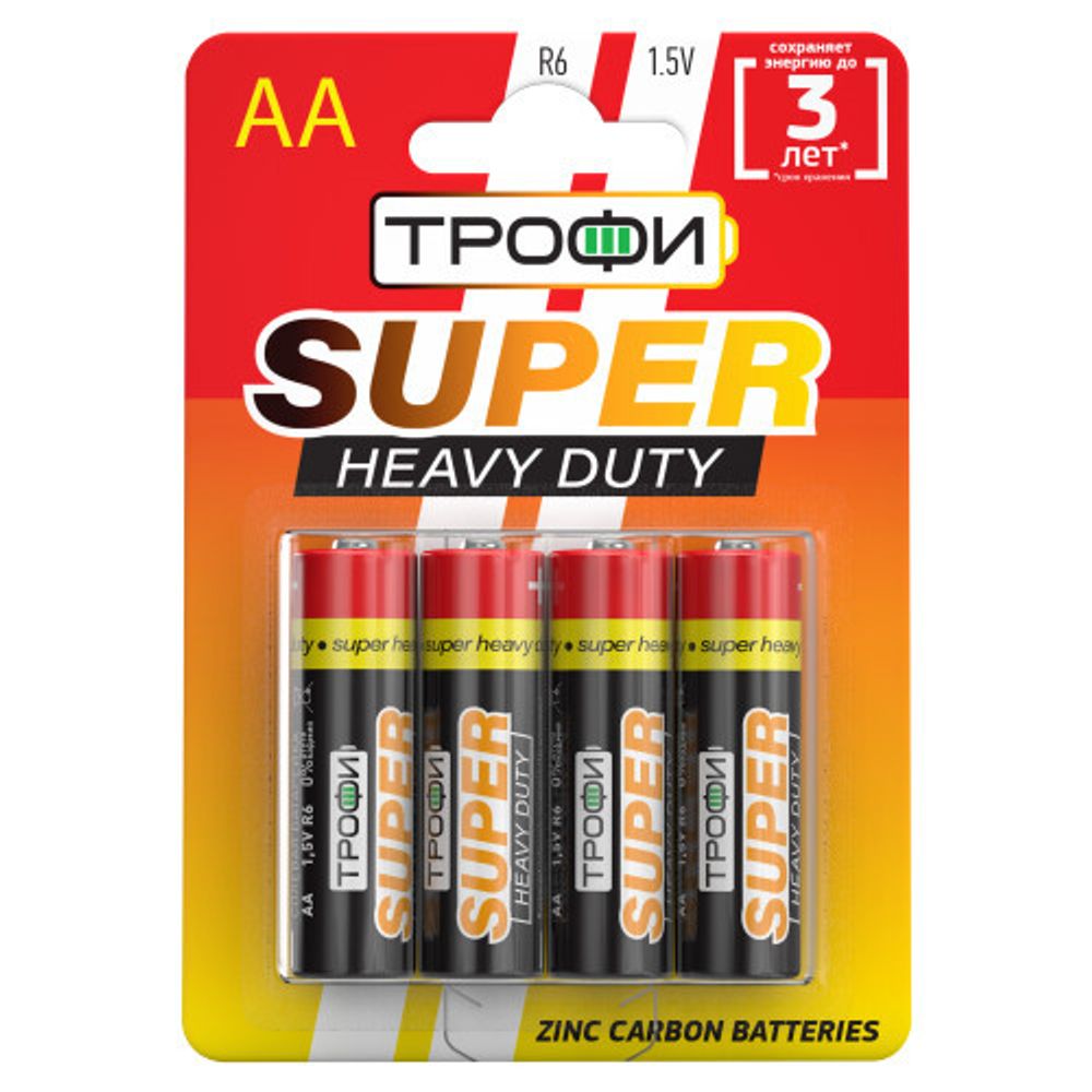 Батарейки Трофи R6-4BL SUPER HEAVY DUTY Zinc | Трофи