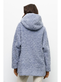 Шуба женская чебурашка тедди экомех, голубая, SilverFox