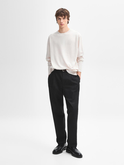 Massimo Dutti Джемпер из 100% кашемира с круглым вырезом, натуральный, кремовый