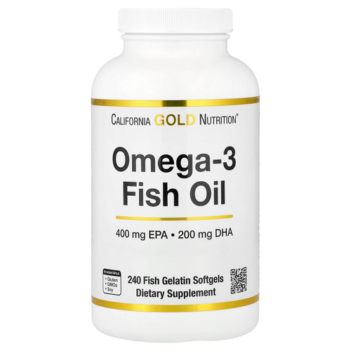 California Gold Nutrition, рыбий жир с омега-3, триглицерид Vivomega, 1000 мг, 240 рыбных капсул