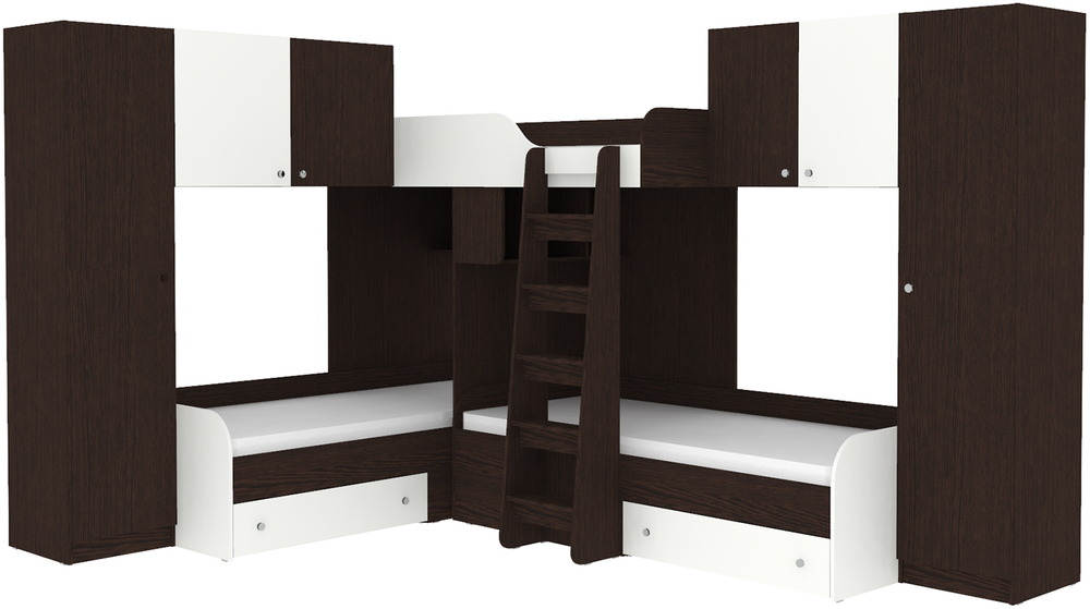 Трехместная кровать КарИВи Трио 3 Венге Белый