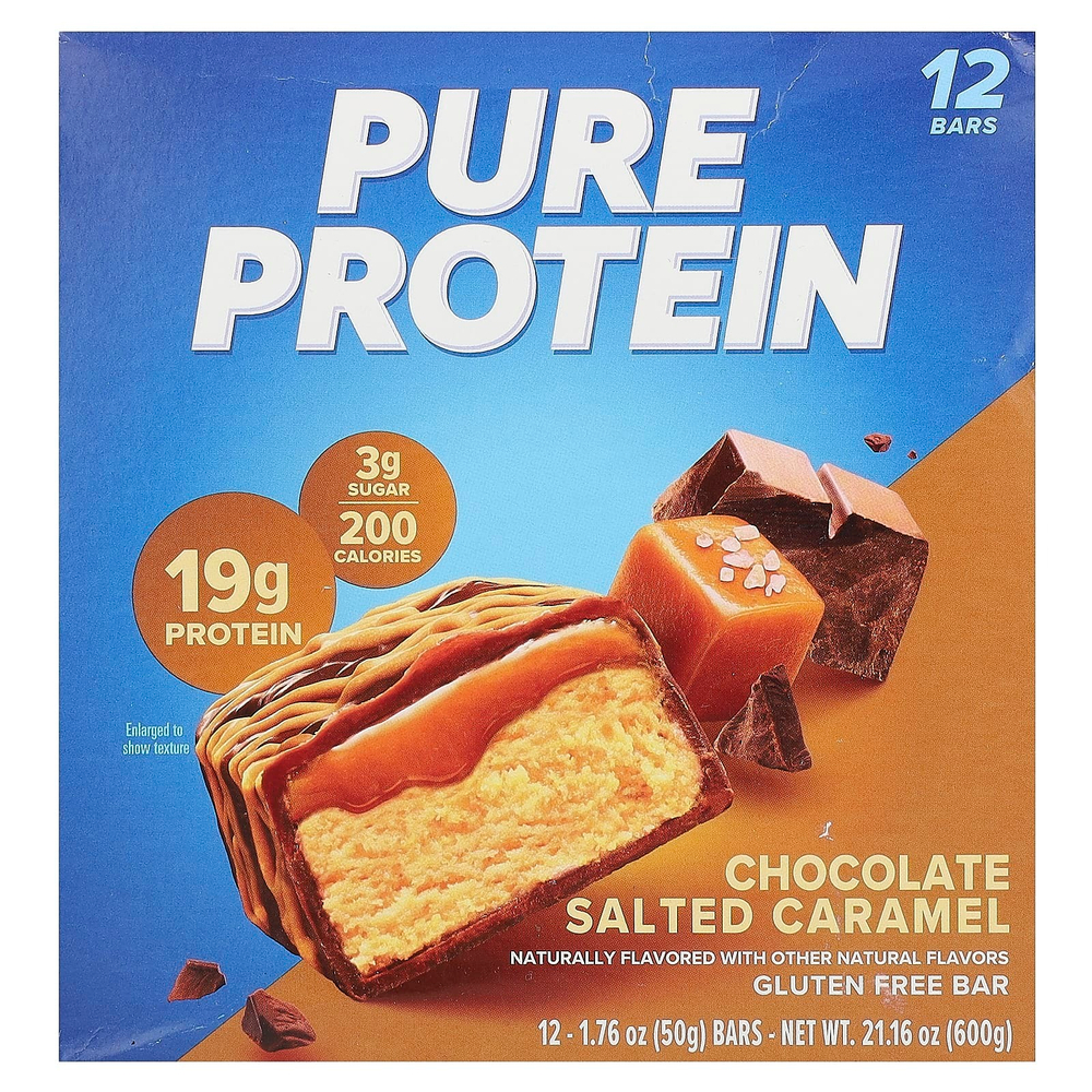 Pure Protein, батончик без глютена, шоколад с соленой карамелью, 12 батончиков по 50 г (1,76 унции)
