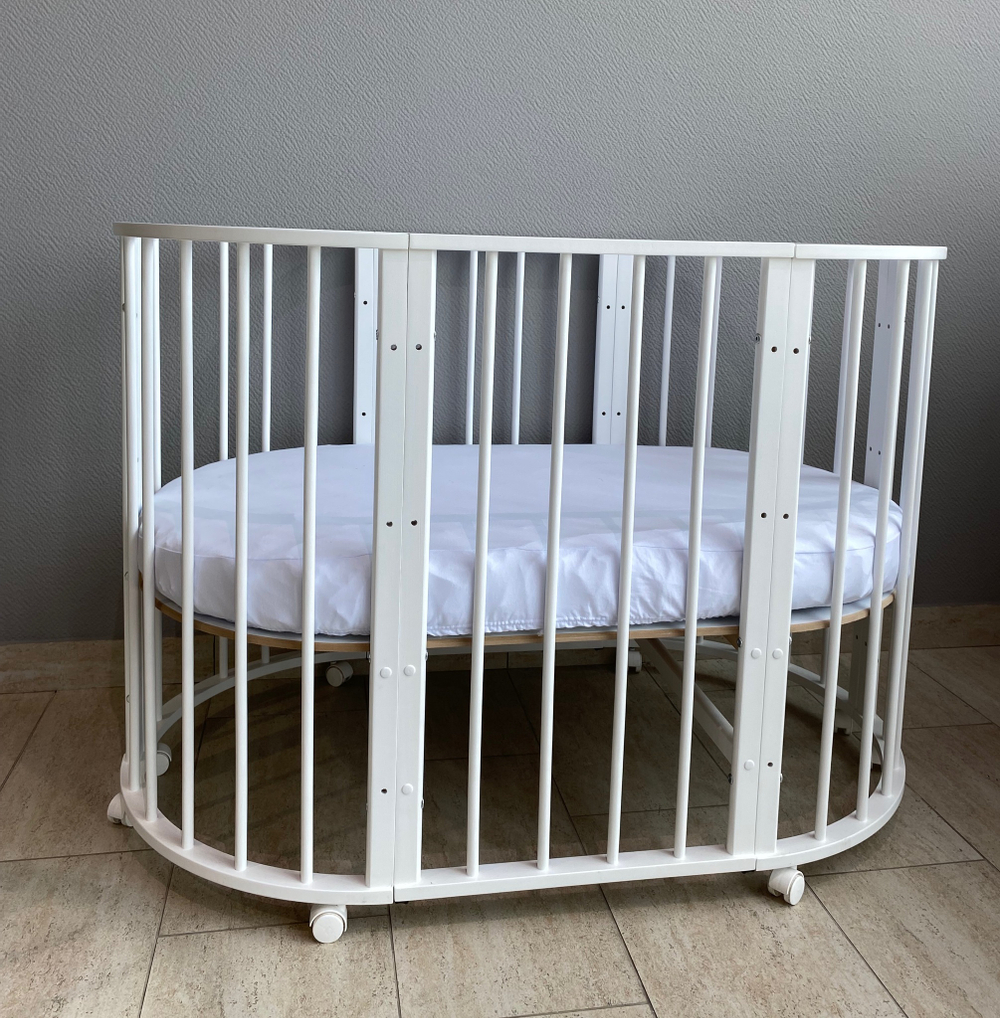 Кроватка-трансформер "МеrryHappy Mini" (МерриХэппи Мини) 6 в 1, цвет белый