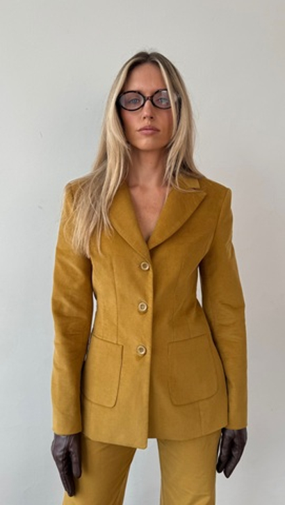 Пиджак вельветовый охра