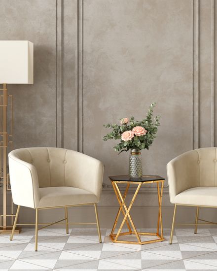 Журнальный столик Круз 93*80 стекло smoke сталь золото