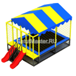 Батутная арена "Сказка" с крышей и двумя горками 3,5x3x3 м
