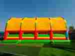 Коммерческий надувной батут «Страна Сафария 2» с крышей и двумя горками, 12*6*6 м