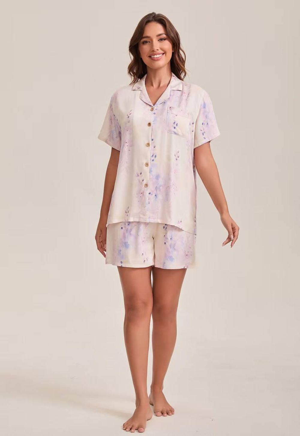 Домашняя одежда ZEPHYR HOME Фиолетовый цветы (шорты)