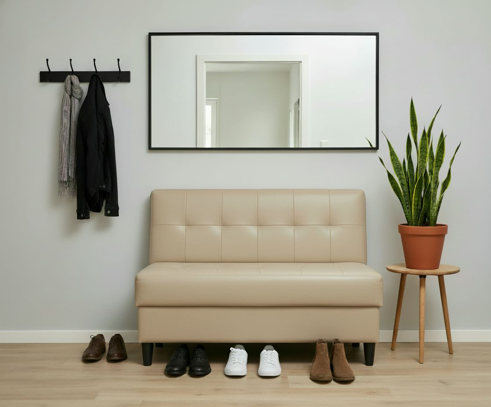 Стильный компактный диван Фабрики ОНИКС из практичного и износостойкого материала с оригинальным дизайном, вместительным ящиком для хранения, мягким наполнителем для дома, дачи и офиса