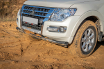Бампер силовой передний Mitsubishi Pajero IV под площадку для лебёдки RIFPJR-30000 с защитой радиатора РИФ