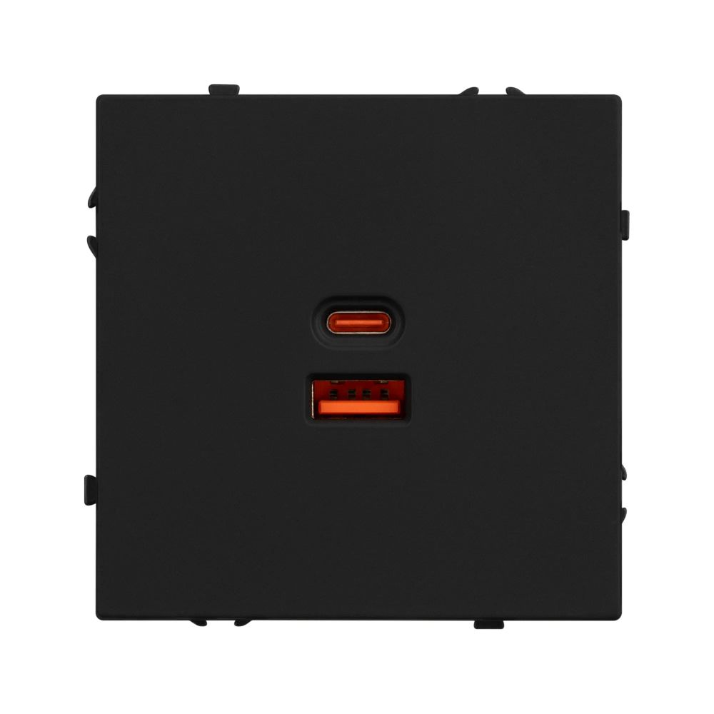 Механизм розетки с быстрой USB зарядкой SCT-NOBE-MUAC-SFPL-FC-BK (65W, QC3) (Arlight, Черный оникс) 054317