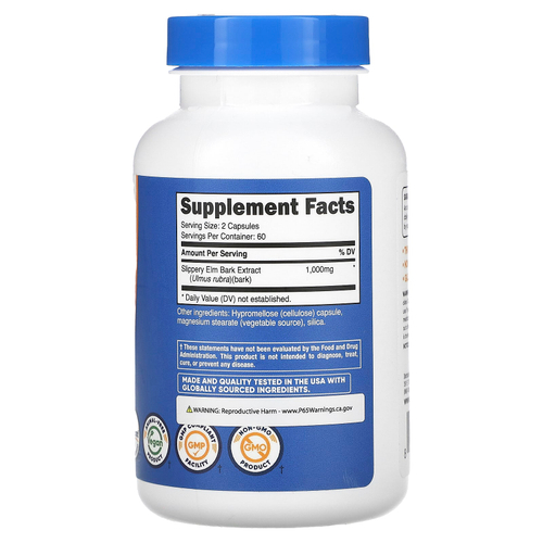 Nutricost, Кора скользкого вяза, 120 капсул (500 мг на капсулу)