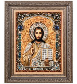 AMB-12/11 Икона «Господь Вседержитель» (с янтарной крошкой) 45х55см
