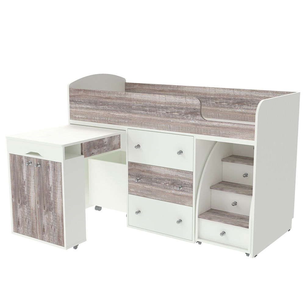 Кровать-чердак КарИВи Малыш Белый  Бетон