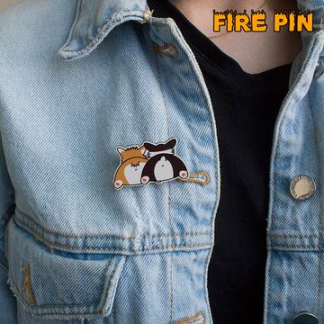 Значок деревянный (брошь)  2 Попы Корги по цене одной. Fire Pin