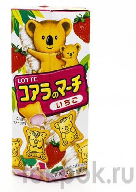 Печенье Lotte Мишки Коалы с клубничной начинкой, 48 гр.