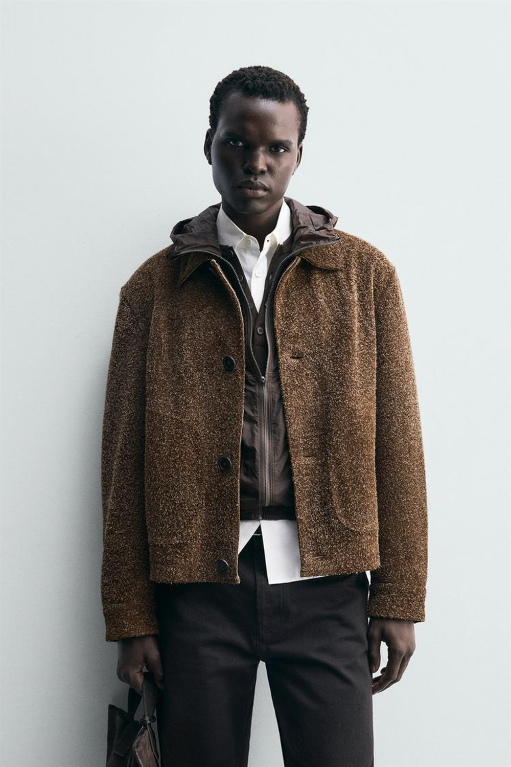 ZARA КУРТКА ИЗ ЩЕТИСТОЙ ЗАМШИ, ТЕРРАКОТОВЫЙ