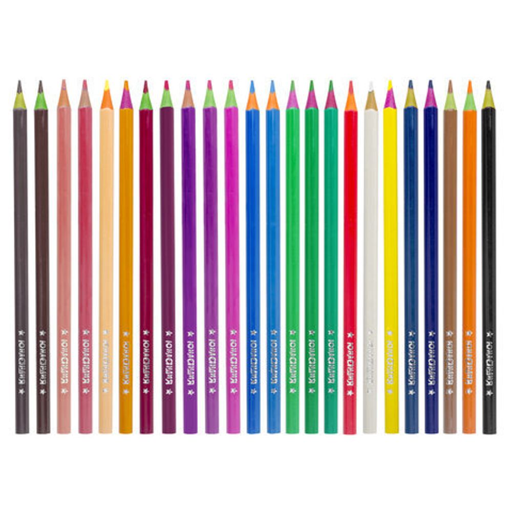 Карандаши цветные ЮНЛАНДИЯ "КАРНАВАЛ", 24 цвета, пластиковые, заточенные, трехгранный корпус, 181686