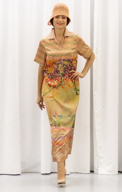 Платье-рубашка по мотивам картины Поля Синьяка "Аллея в Каннах"