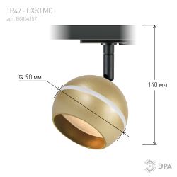 Трековый светильник однофазный ЭРА TR47-GX53 MG под лампу GX53 матовое золото