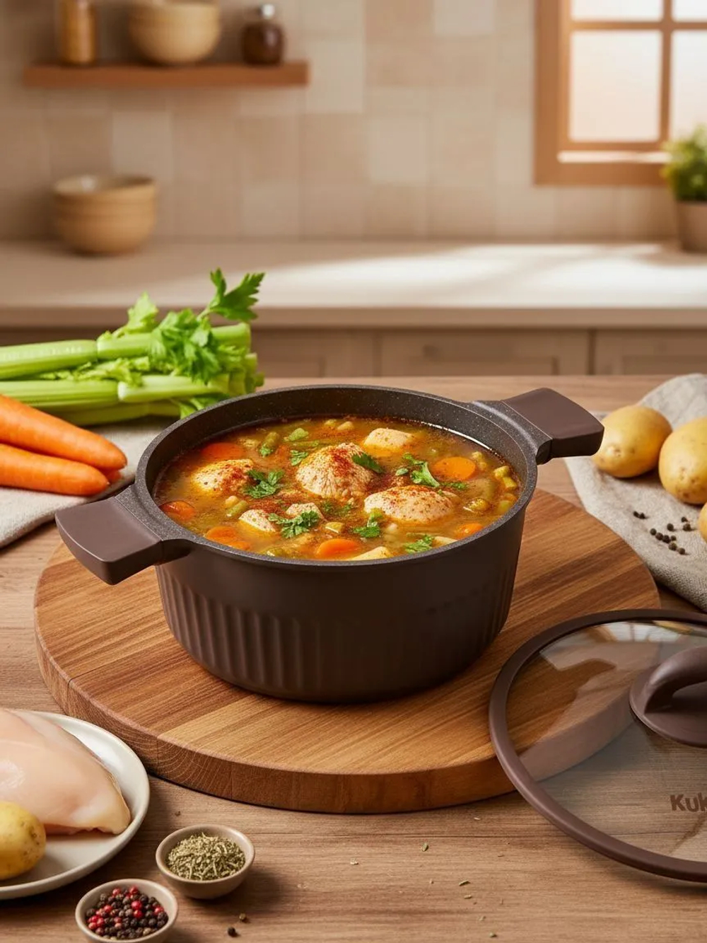 Кастрюля KUKMARA АП Stella (mokko) 3,2л со стеклянной крышкой. арт. ксм32а