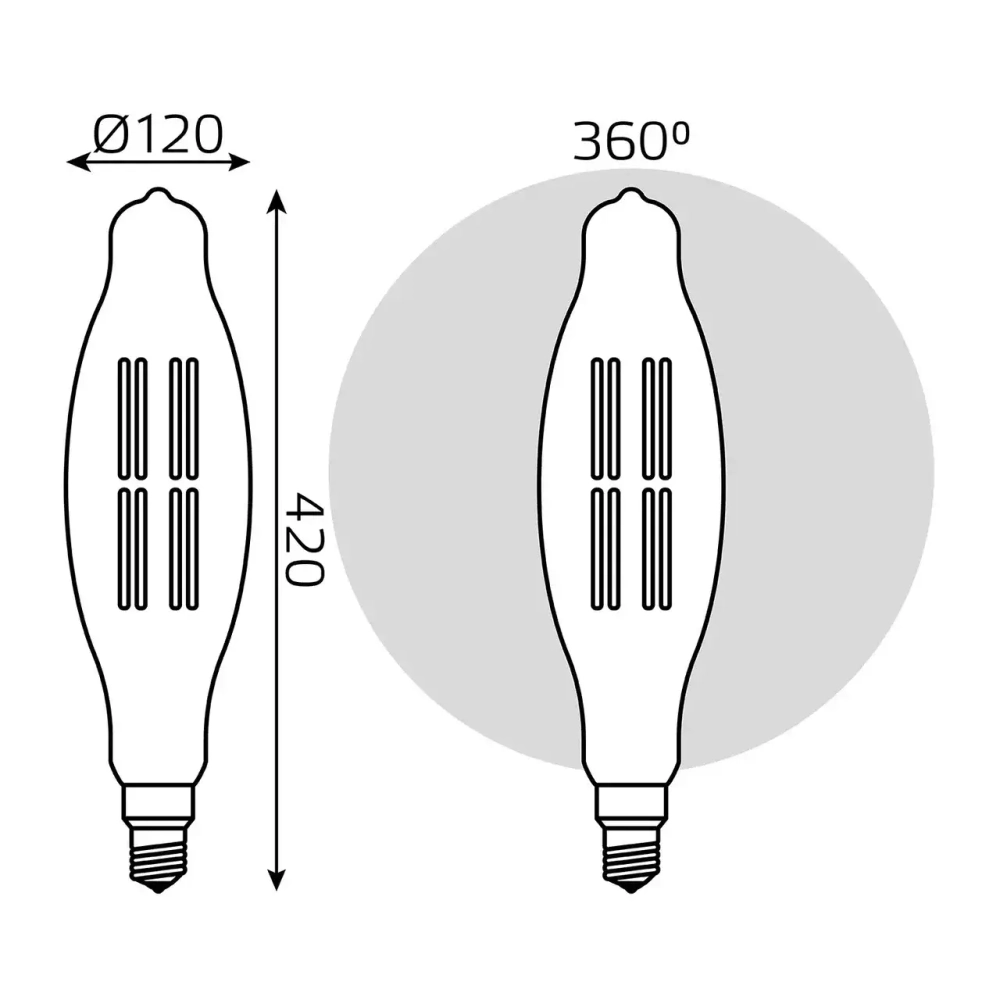 Лампа Gauss LED Filament BT120 6W E27 780lm 2400K golden straight 155802008