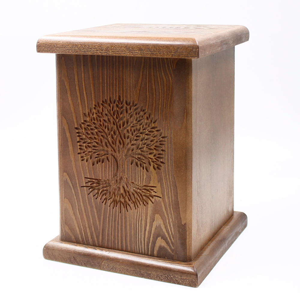 Урна для праха дуб коричневый "Дерево" лакированная