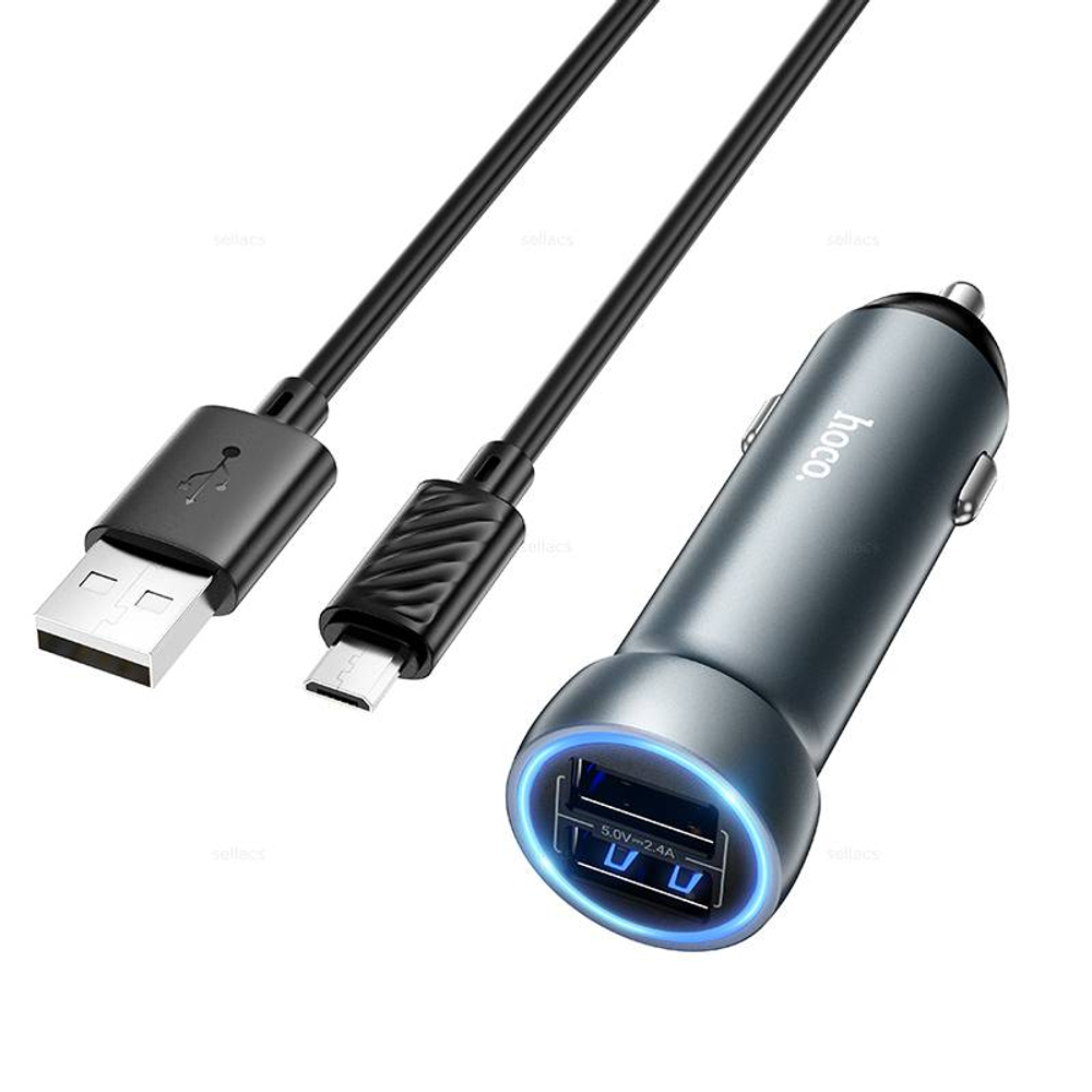 Автомобильное зарядное устройство для Micro Hoco Z54 (metal grey)