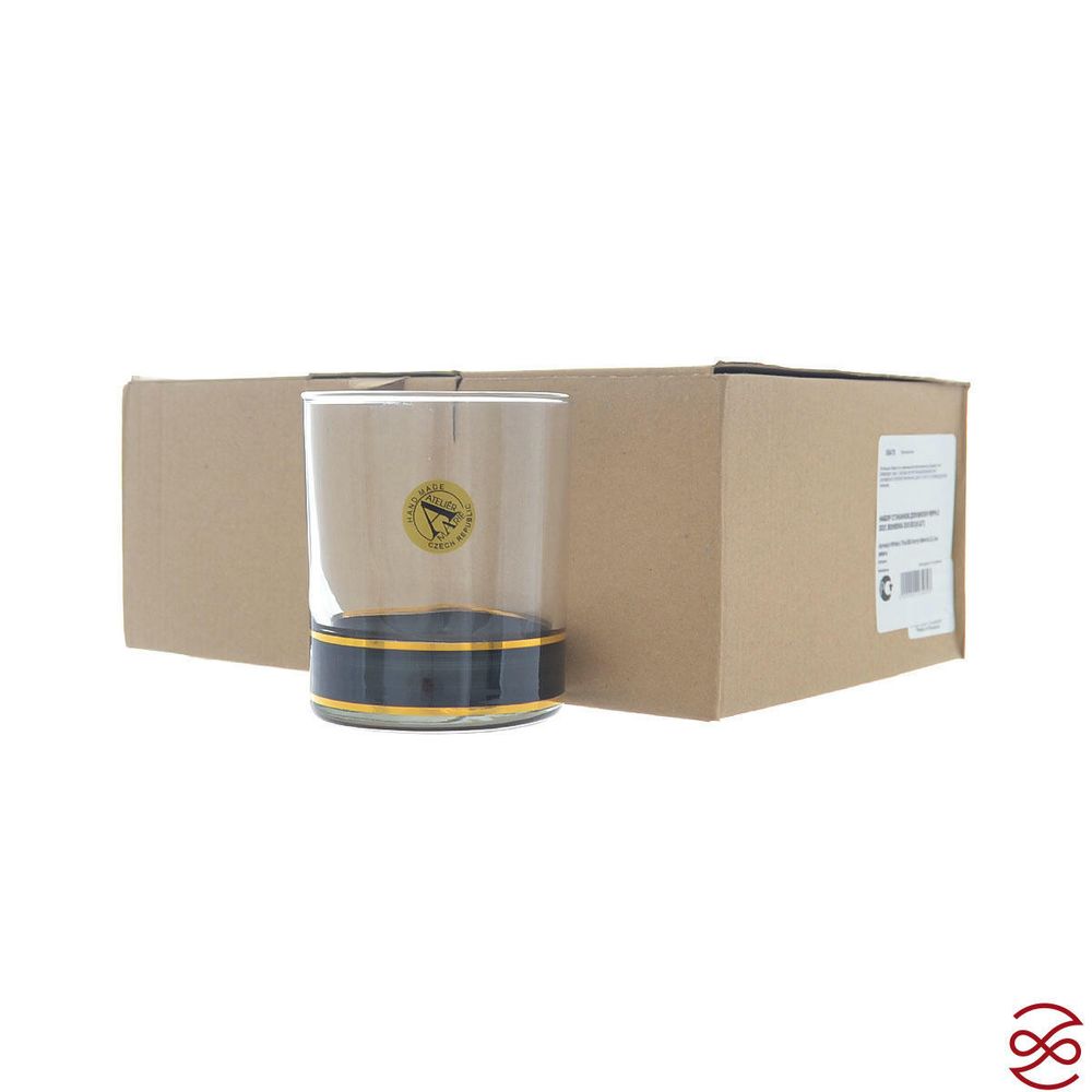 Набор стаканов для виски черн.с зол. Bohemia 250 мл.(6 шт)