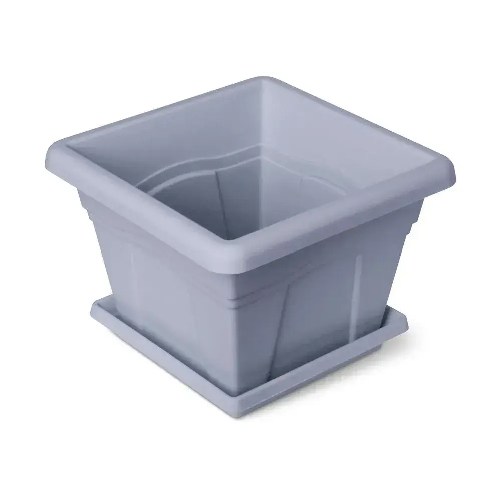 Горшок Квадро с поддоном 5.1л 24см серый С163СЕР (комплект 10 шт)