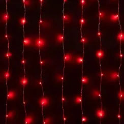 Светодиодный занавес Роса 1.6*1.6 м., 256 красных LED ламп, прозрачный провод, Beauty Led (Curtain 256-10-R)