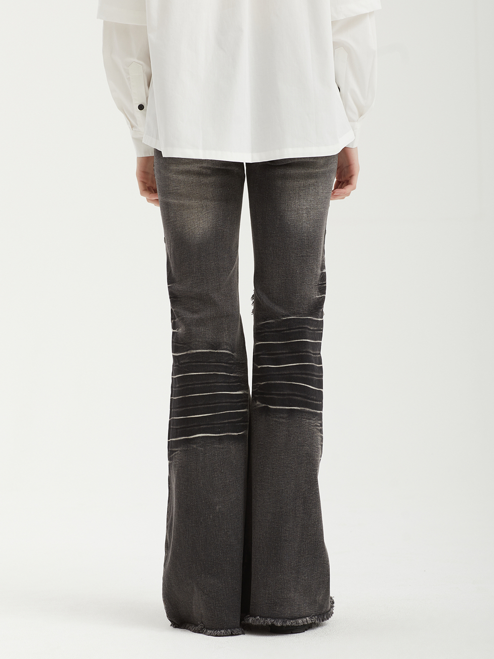 Женские Джинсы (Regular Fit) Sadie Black Washed Studded Lace Up Flare