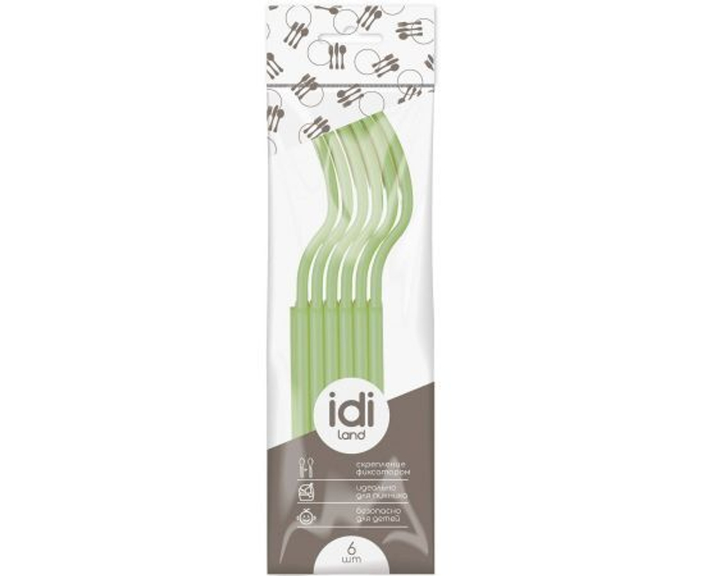 Вилки пластиковые, салатовые 221128820/04 IDIland - упаковка 6шт.