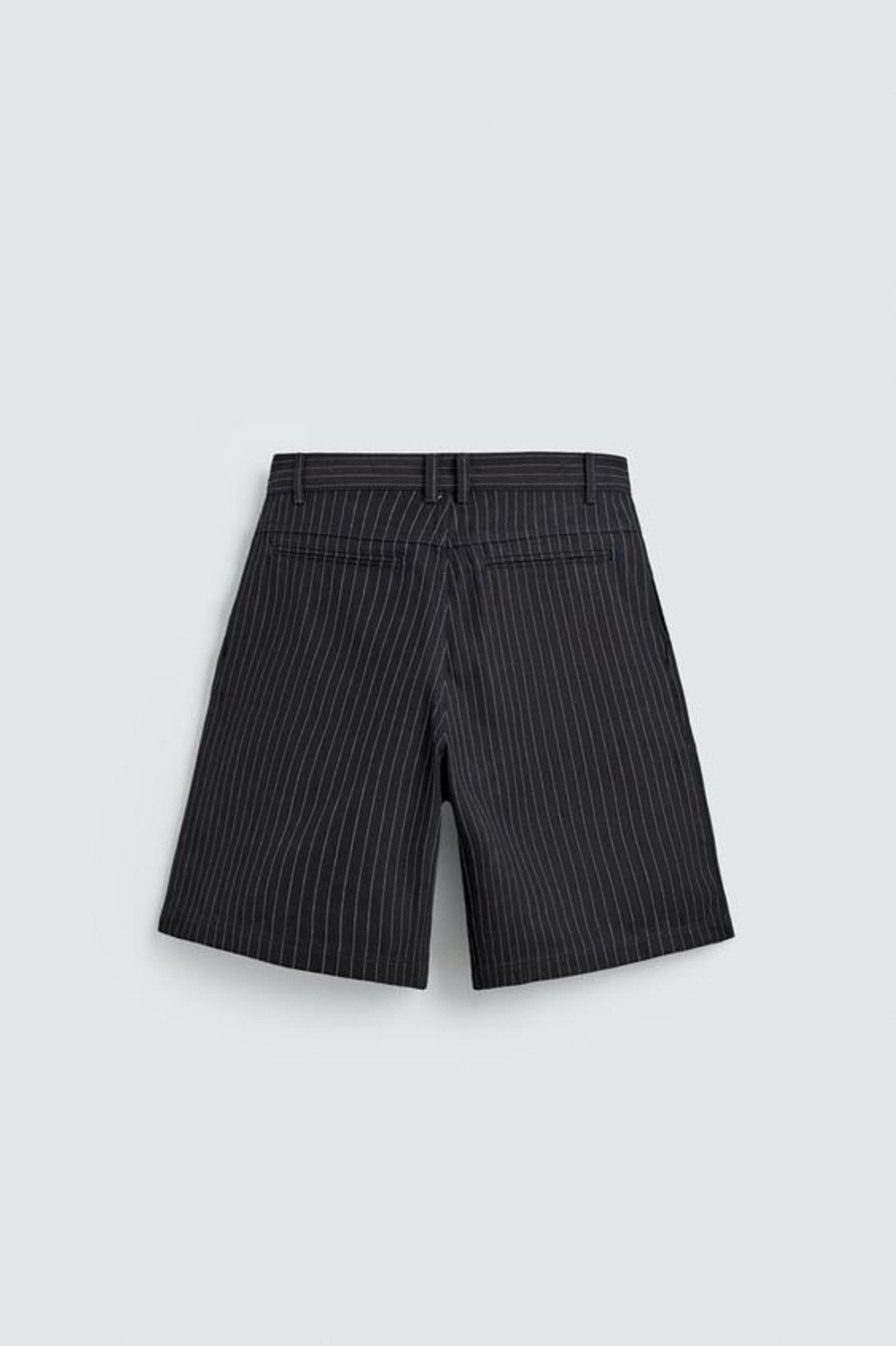 ZARA ШОРТЫ С ЗАЩИПАМИ И ПОЛОСКОЙ В СТИЛЕ «МЕЛОВАЯ ПОЛОСКА», СИНИЙ