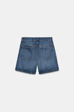 ZARA ДЖИНСОВЫЕ ШОРТЫ С ВЫСОКОЙ ПОСАДКОЙ, СИНИЙ