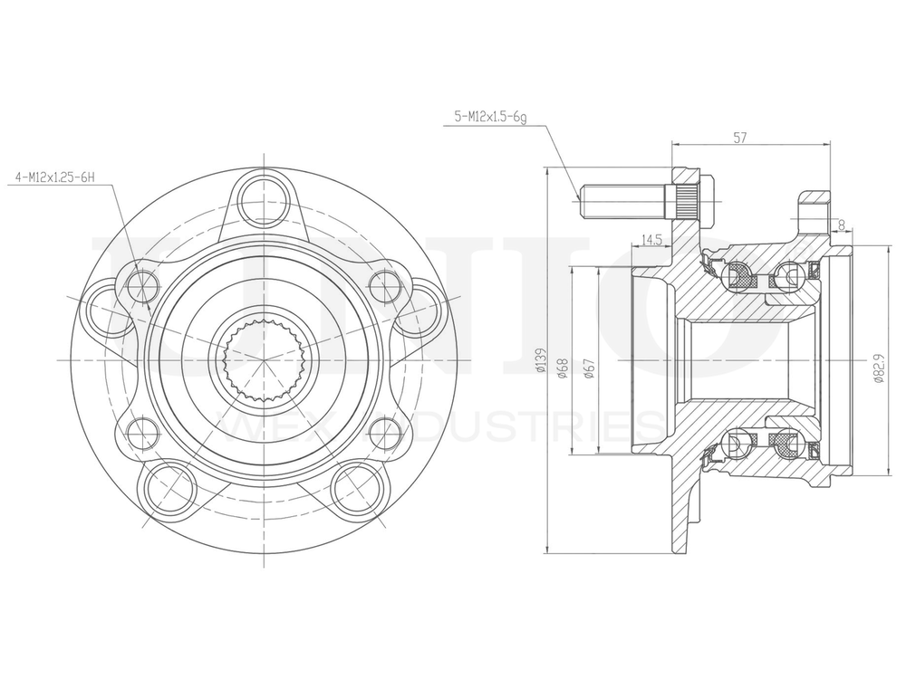 Ступица задняя (без ABS) UNIO HUB-20299