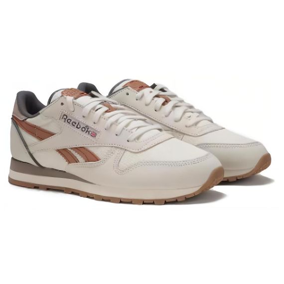 Классические кожаные кроссовки Reebok от Nizkie Бежево-коричневые Унисекс